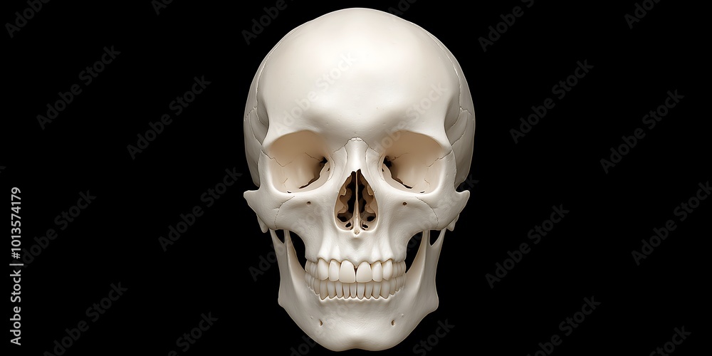 Fototapeta premium Highly detailed human skull. Slightly cracked and weathered.