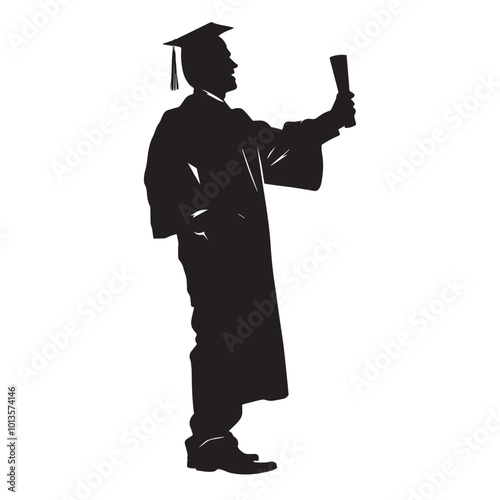 Graduation Silhouette Design - Graduate Vector illustration in black and white
