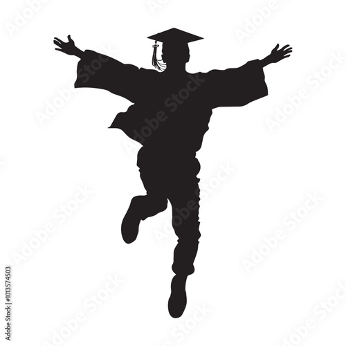 Graduation Silhouette Design - Graduate Vector illustration in black and white
