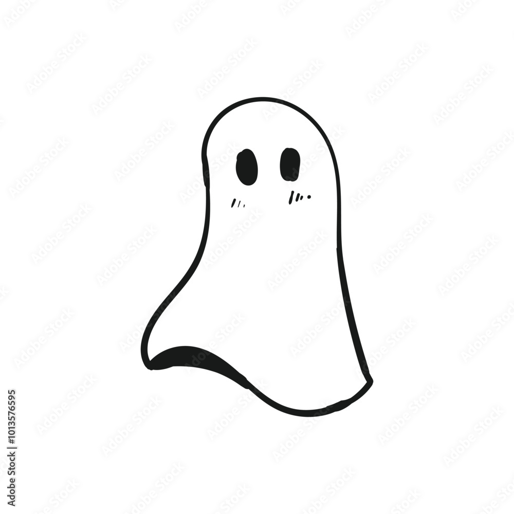Spooky ghost halloween doodle hand drawing isolated. Vector illustration Spooky ghost halloween doodle hand drawing isolated. Vector illustration