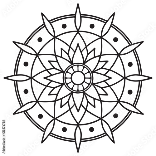 Dreamcatcher Mandala Whimsical and Spiritual Pattern. Generative AI.