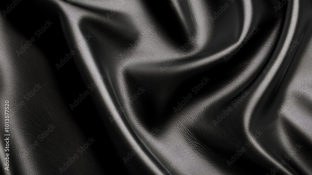 Close-up of a piece of black leather with a smooth, elegant texture.