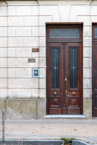 old wooden door with shutters