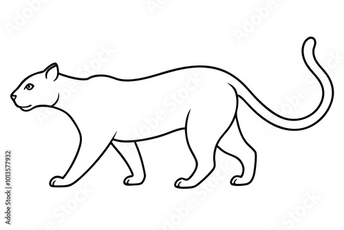 Charming Vector Illustration of a Jaguarundi Exploring the Rich Forest Landscape
