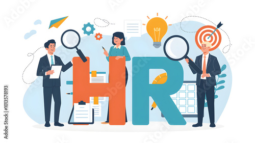 Colorful HR Illustration with Engaging Characters