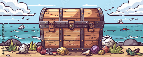 Treasure chest vintage. vector simple illustration