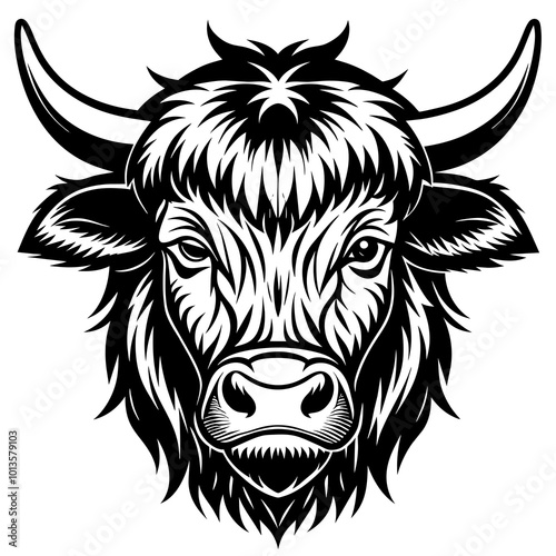 Hand drawn vector illustration of a cute yak face in a flower crown, with lettering quote Spring Is Here. Isolated objects on white. Scandinavian style flat design.