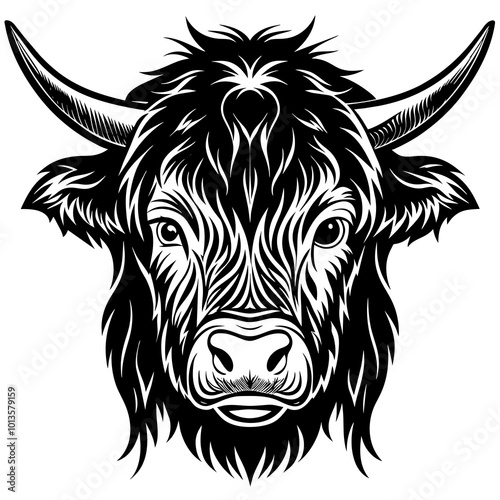 Hand drawn vector illustration of a cute yak face in a flower crown, with lettering quote Spring Is Here. Isolated objects on white. Scandinavian style flat design.