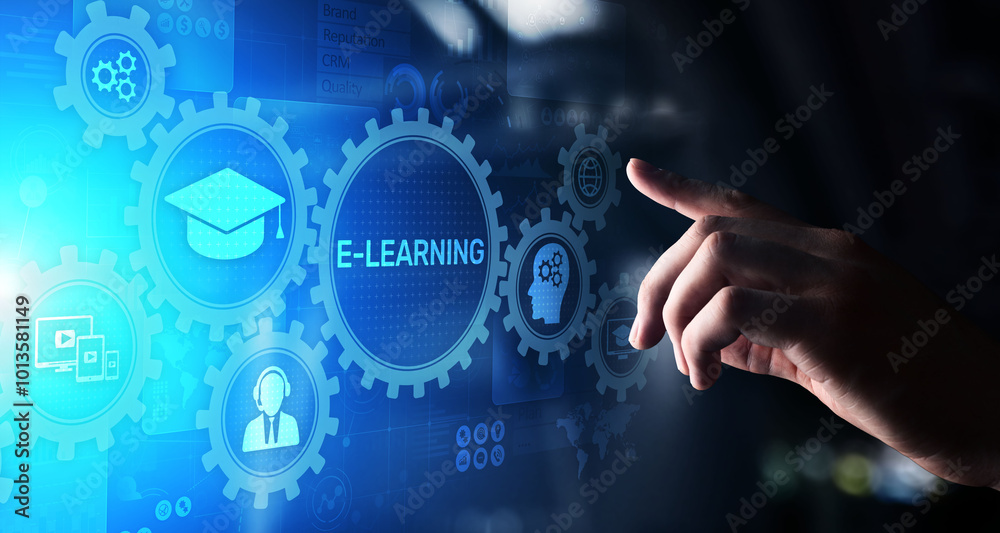 E-learning, Online education, internet studying. Business, technology and personal development concept on virtual screen. E-learning, Online education, internet studying. Business, technology and personal development concept on virtual screen.