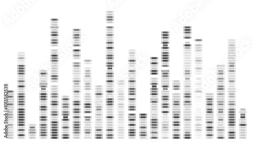 Dna data visualization. Medical genetic sequence pattern in black and white. Abstract antibody architecture for infographic analytics. X and Y gene learning and research illustration. Ideogram profile