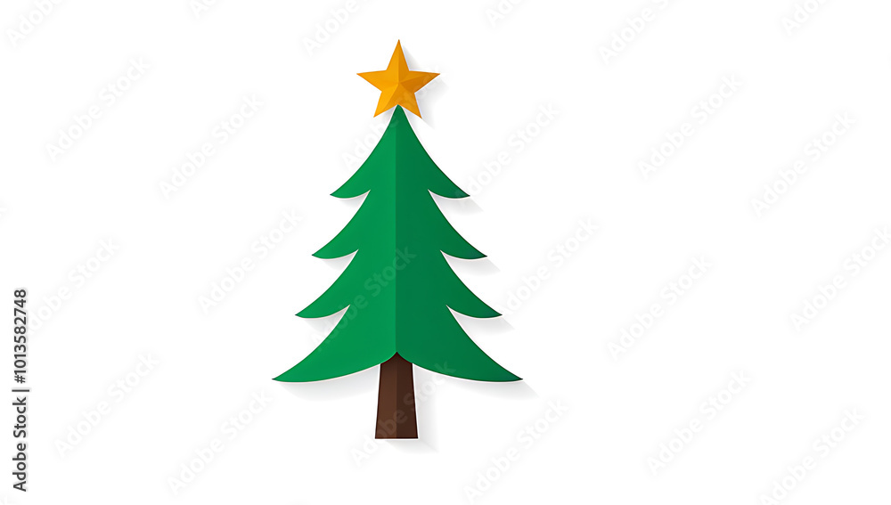 Obraz premium christmas tree star beads white background simple festive