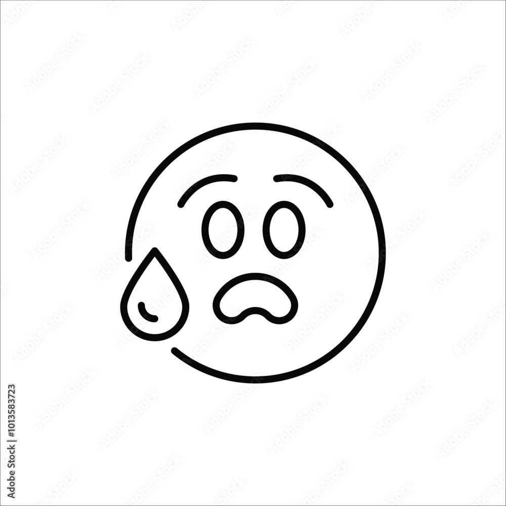 Worried Face emoji icon. Simple Worried Face emoji with a tear for social media, messaging apps, and web design. Vector illustration Worried Face emoji icon. Simple Worried Face emoji with a tear for social media, messaging apps, and web design. Vector illustration
