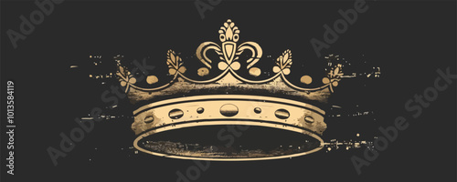 A crown with gold accents and a black background. The crown is the main focus of the image