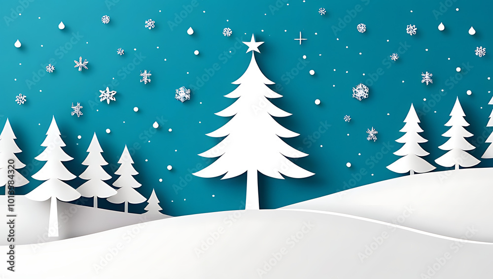 Obraz premium christmas tree surrounded beautiful snowfall creating peaceful winter scene