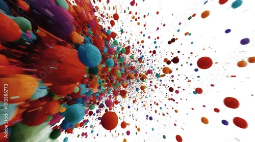 Colorful Spheres Bursting From a Central Point photo