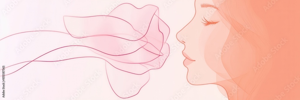 Delicate line art reveals how a rose petal transitions into a woman's facial outline, embodying beauty and softness in its design. Generative AI Delicate line art reveals how a rose petal transitions into a woman's facial outline, embodying beauty and softness in its design. Generative AI