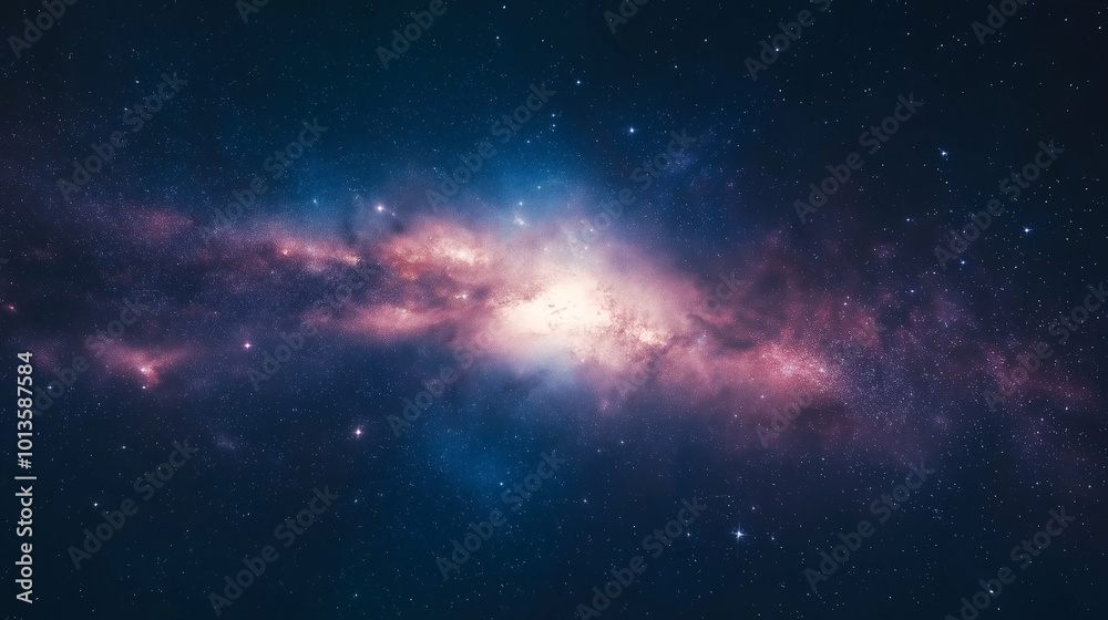 Obraz premium Space scene with stars in the galaxy. Panorama. Universe filled with stars, nebula and galaxy.