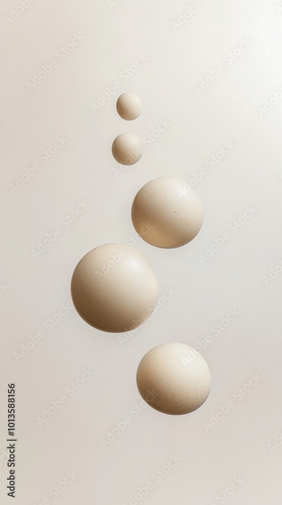 floating beige spheres on a neutral background