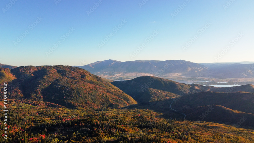 Beautiful Fall Aerial Autumn views of Snowbasin Huntsville Utah Beautiful Fall Aerial Autumn views of Snowbasin Huntsville Utah