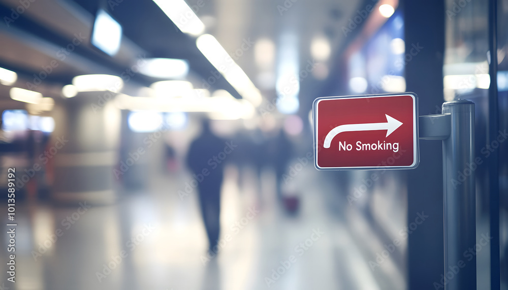 No smoking sign in a modern airport terminal  design