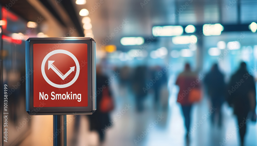 No smoking sign in a modern airport terminal  design