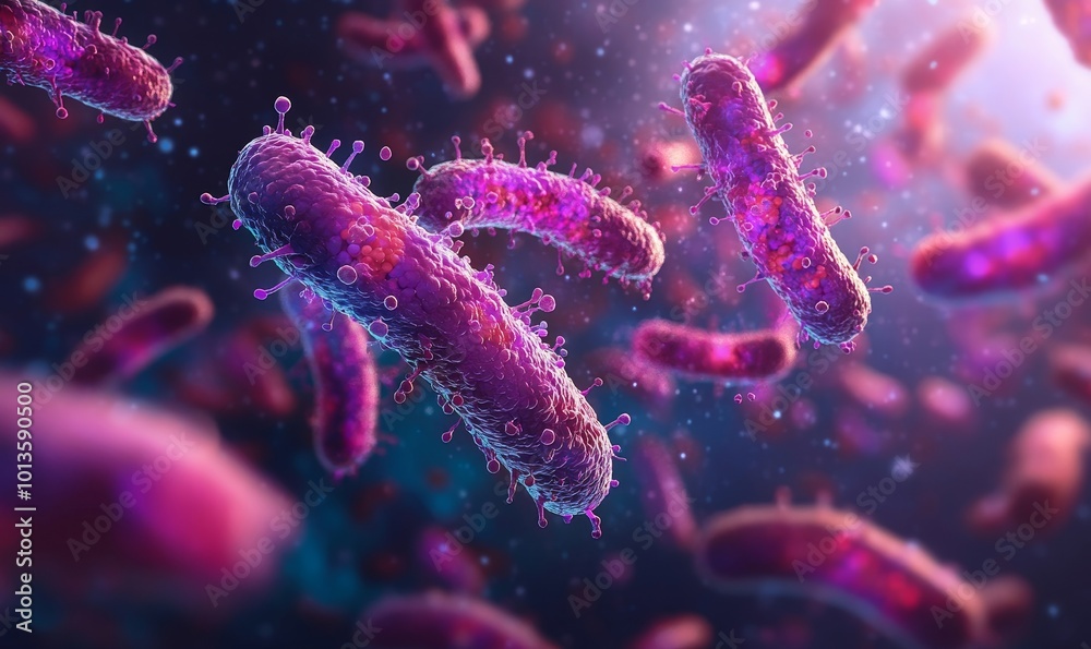 Illustration of probiotics concept showing beneficial bacteria thriving in the human digestive system, promoting gut health and gastrointestinal, Generative AI