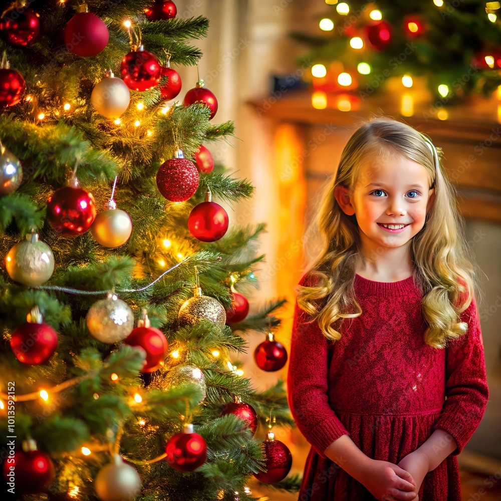 Girl in front of a christmas tree Girl in front of a christmas tree