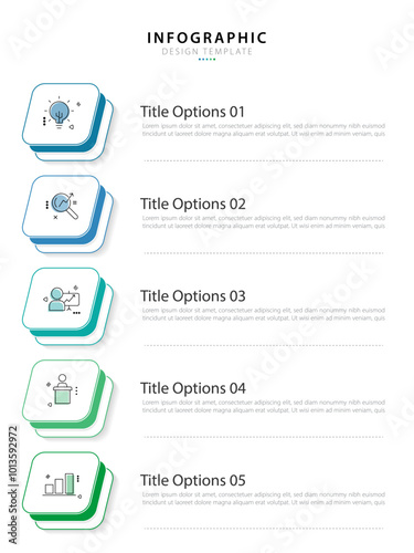 Business infographic template. 5 Step timeline journey. Process diagram, 5 options on white background, Infograph elements vector illustration.