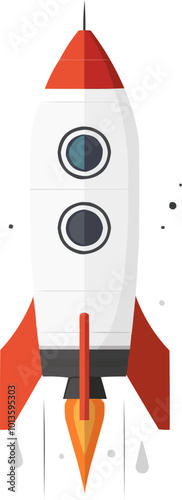 Space rocket icon flat on white isolated background, vector design.