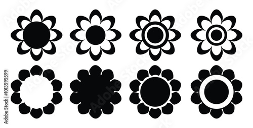 Assorted Flower Shape Set on Black Colour