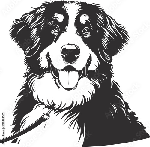 black and white illustration of dog