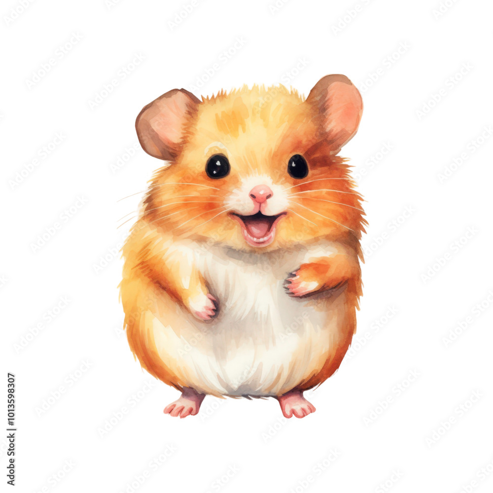 Cute hamster with big eyes and a smile, perfect for pet care advertisements, kids products, greeting cards, and social media posts. Generative AI Cute hamster with big eyes and a smile, perfect for pet care advertisements, kids products, greeting cards, and social media posts. Generative AI