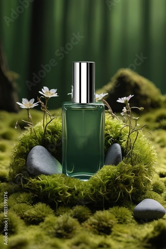 Perfume products advertisement with nature jungle for promotion