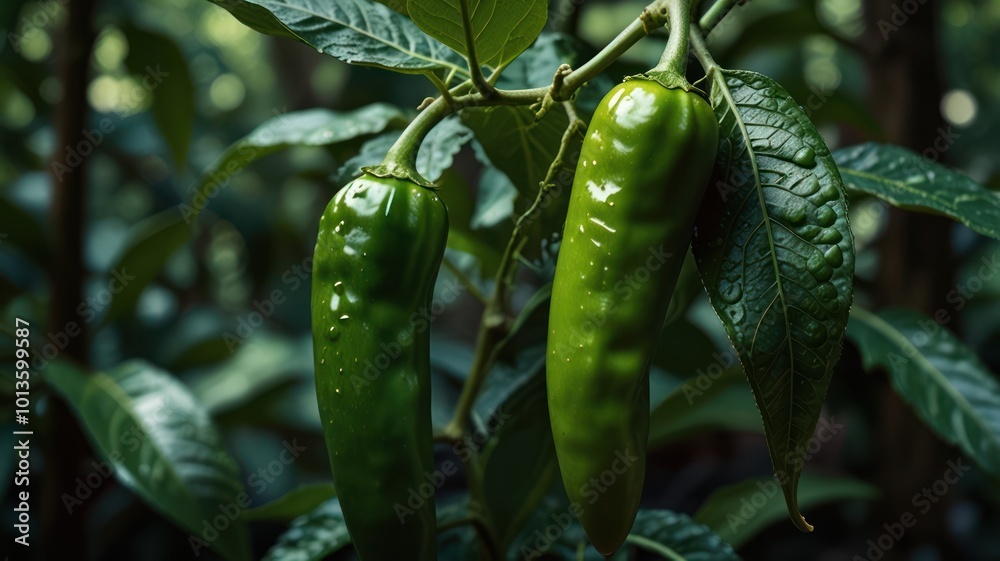 realistic illustration of green chili realistic illustration of green chili