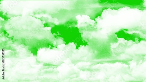 white cumulus clouds zoom shoot, cloud moving on green screen, flying clouds green screen animation