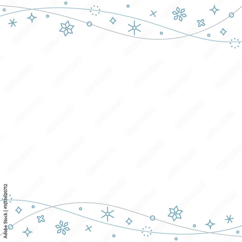 雪の結晶のデコレーションフレーム、冬のイメージデザイン、正方形サイズ