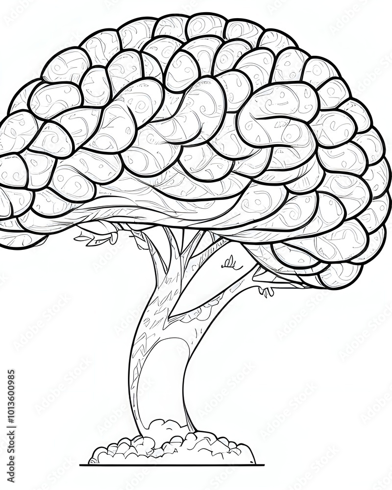 A drawing of a tree with a white background that says brain. A drawing of a tree with a white background that says brain.