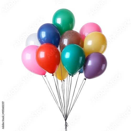 Vibrant Floating Balloons Against White Background for and Festive Occasions