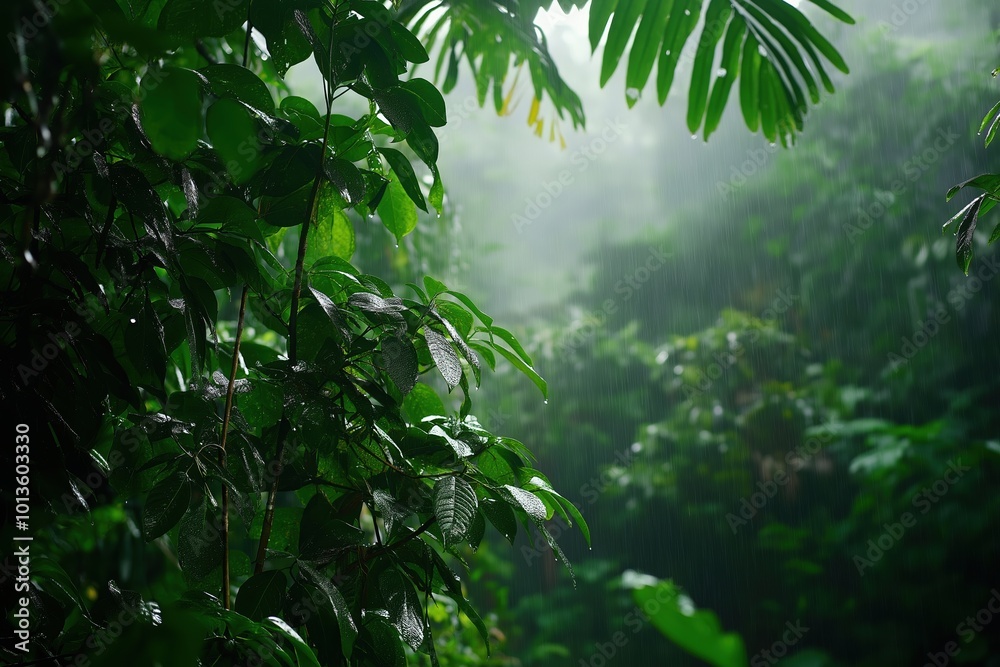 Fototapeta premium Rain in Tropical Forest