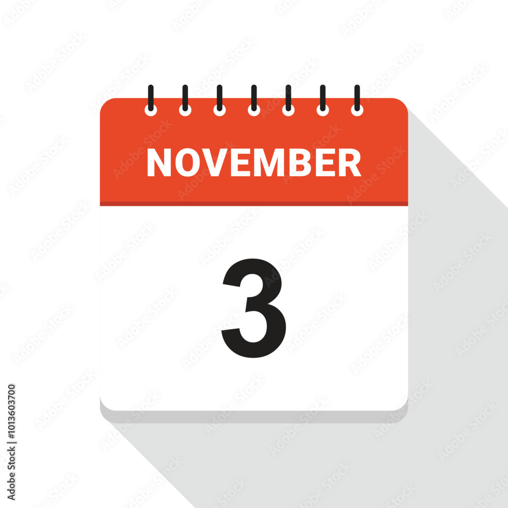 Fototapeta premium November 3 Calendar Date icon