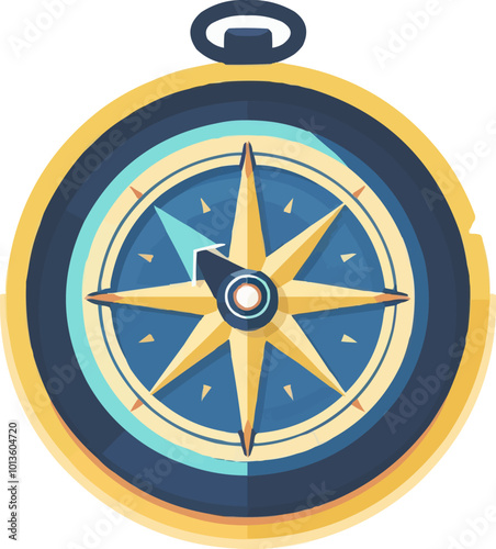 Nautical compass icon flat on white isolated background, vector design.