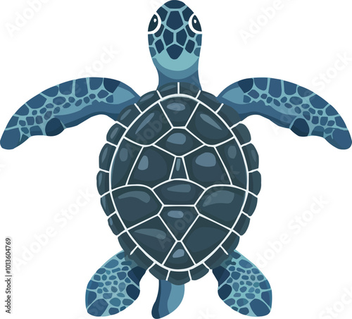 Nautical sea turtle icon flat on white isolated background, vector design.