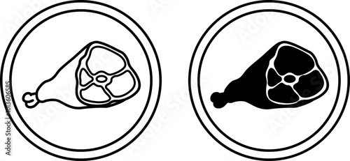 High Quality Protein Labels. Black and White Vector Icons. Chicken Leg, Meat. Cat's Food Properties. Food Packaging Sticker