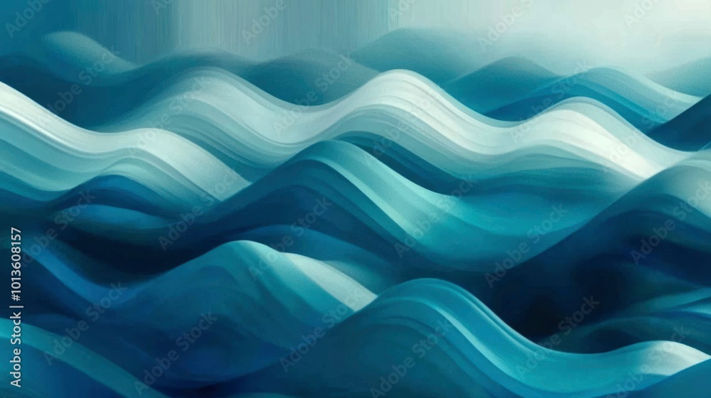 Fototapeta premium Abstract Blue and White Wavy Landscape