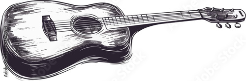 Hand drawn guitar icon vector art on white isolated background, vector design