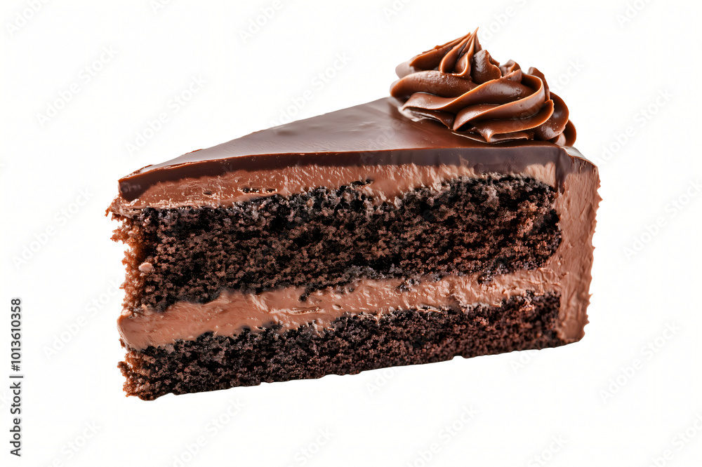 The image can be named: Chocolate cake on a white background The image can be named: Chocolate cake on a white background