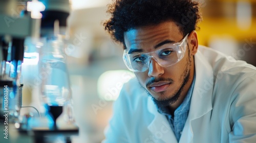 Focused Scientist Conducting Scientific Experiments in a Laboratory