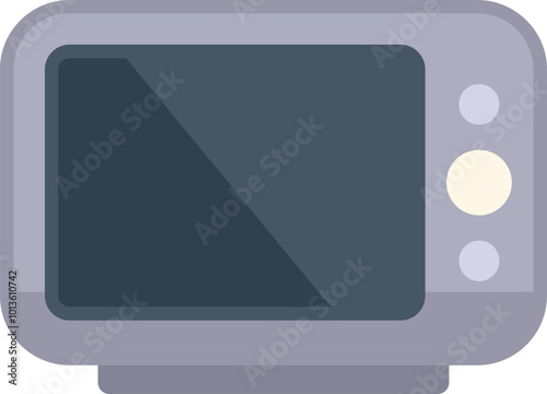 Old fashioned television set with antenna and buttons, showing a blank screen