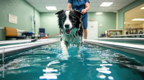 Wallpaper Mural A Border Collie is training on a water treadmill during a veterinary rehabilitation session to improve mobility and build muscle strength Torontodigital.ca