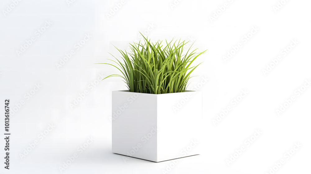 Plant in a modern flowerpot on a white background. isolated on a white background design Plant in a modern flowerpot on a white background. isolated on a white background design